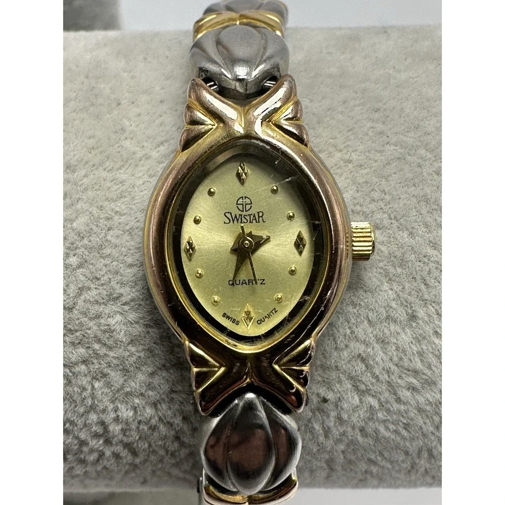 Swistar 9919L Gold Plated New Battery‎ Ladies Watch 16MM 7.25